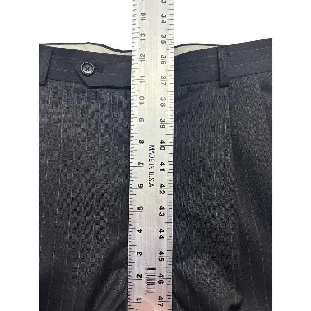 vtg Y2K Jones New York 38L 34x32 Charcoal Striped 2pc Pant‎ Suit Wool Pleated